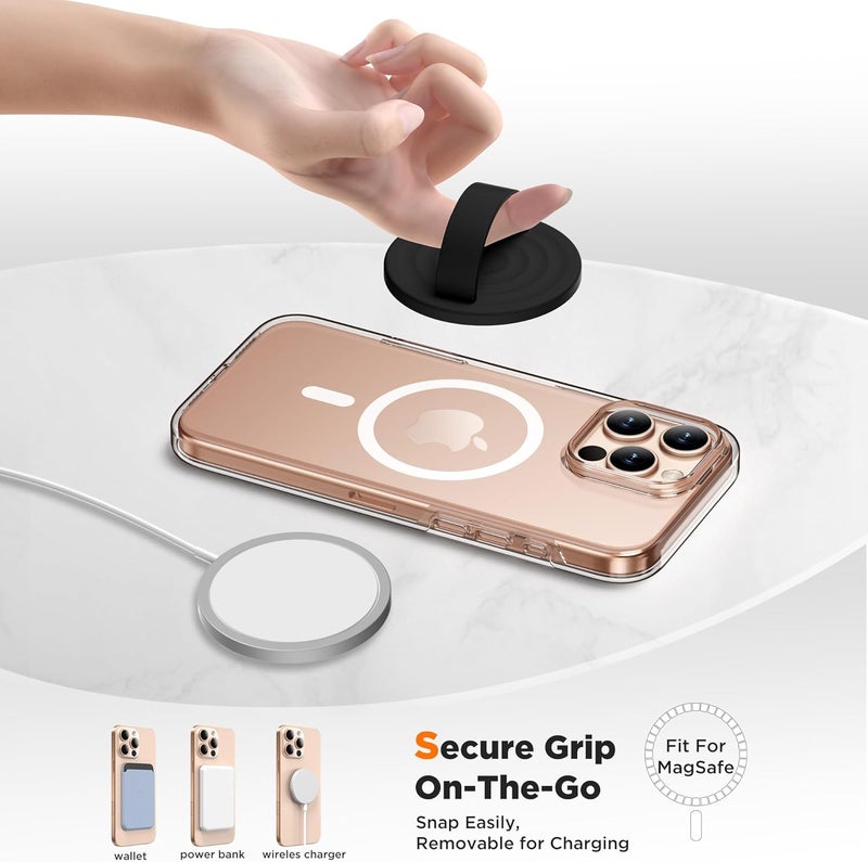 COFFKER Magnetic Phone Grip Ring Holder, Liquid Silicone Magnet Cell Phone Grip Finger Loop, Compatible with Magsafe, Back of Phone for iPhone 17/16/15/14/13/12 Series, Black - Image 4